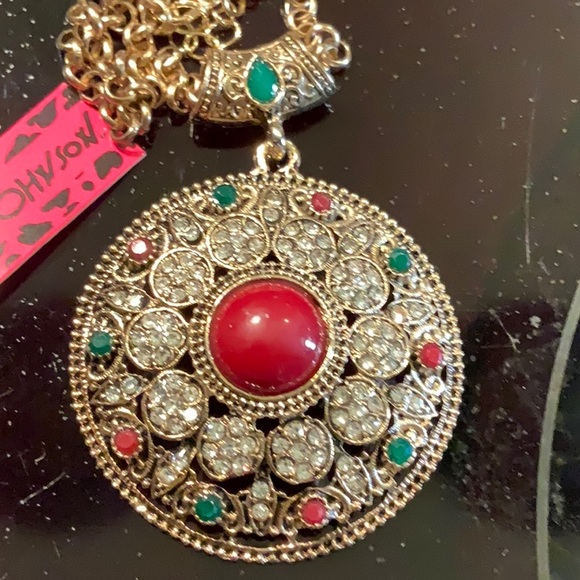 Betsey Johnson Necklace Rhinestones Enamel New #E2 - Picture 2 of 5